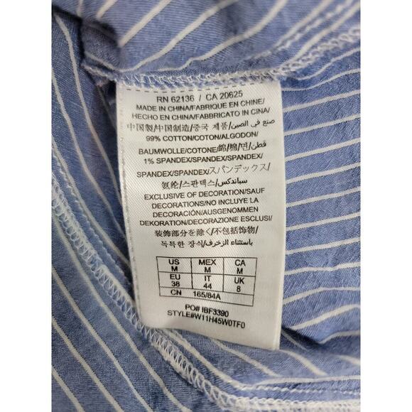Guess Los Angeles Shirt Womens SZ M Blue White Striped Long sleeve Snap Pocket - Picture 11 of 13